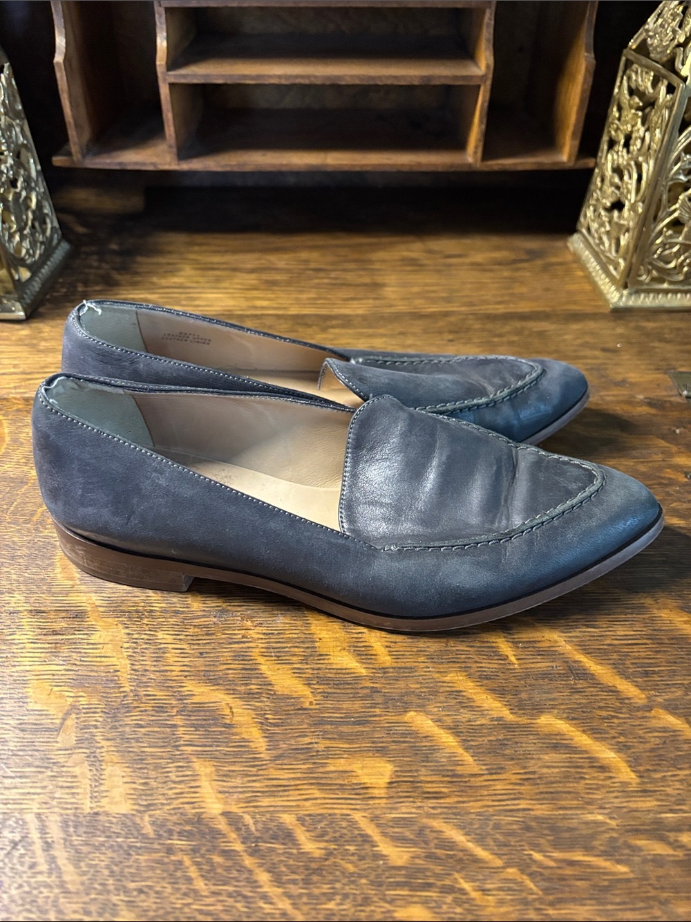 J. Crew Navy Leather Penny Loafers